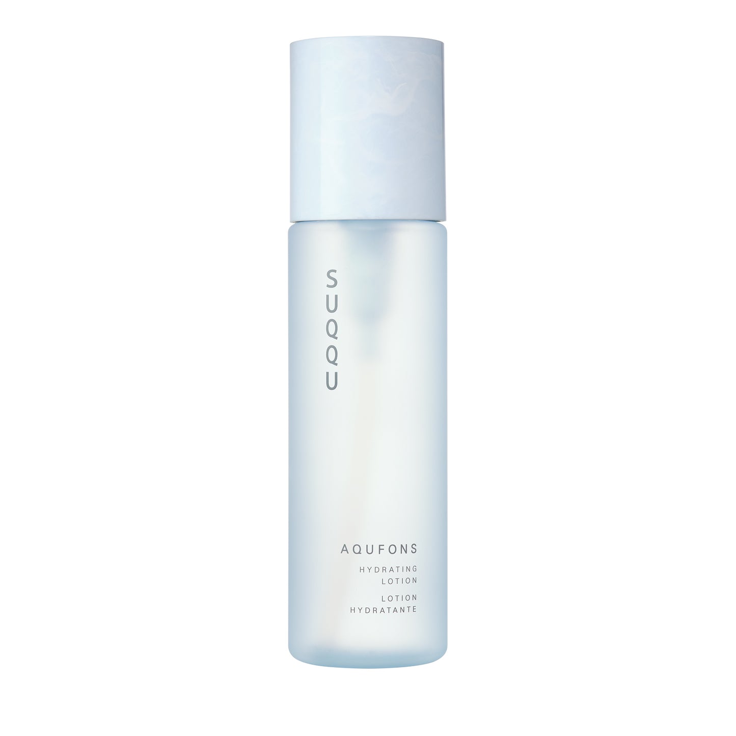 SUQQU Aqufons Hydrating Lotion luxury Japanese moisturiser skincare product bottle on plain background.