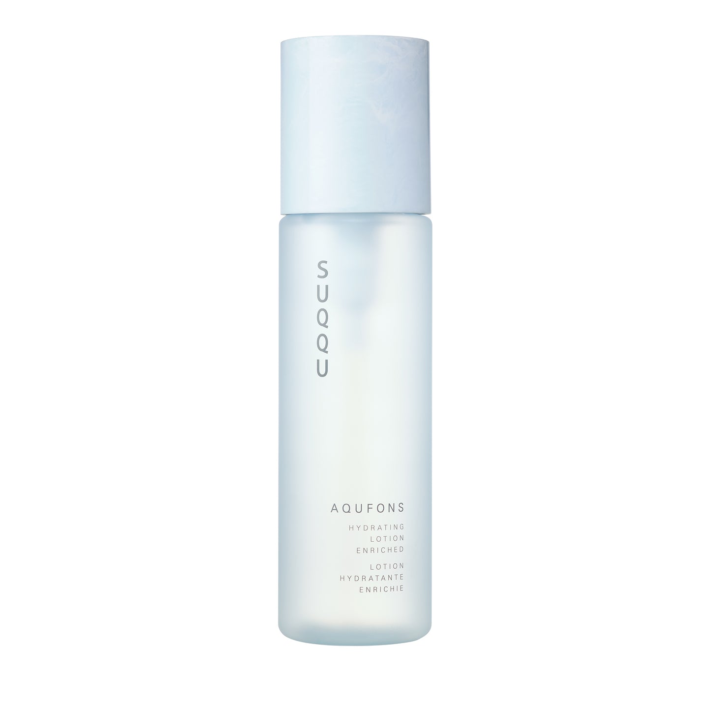 SUQQU Aqufons Hydrating Lotion Enriched luxury Japanese moisturiser skincare product bottle on plain background.