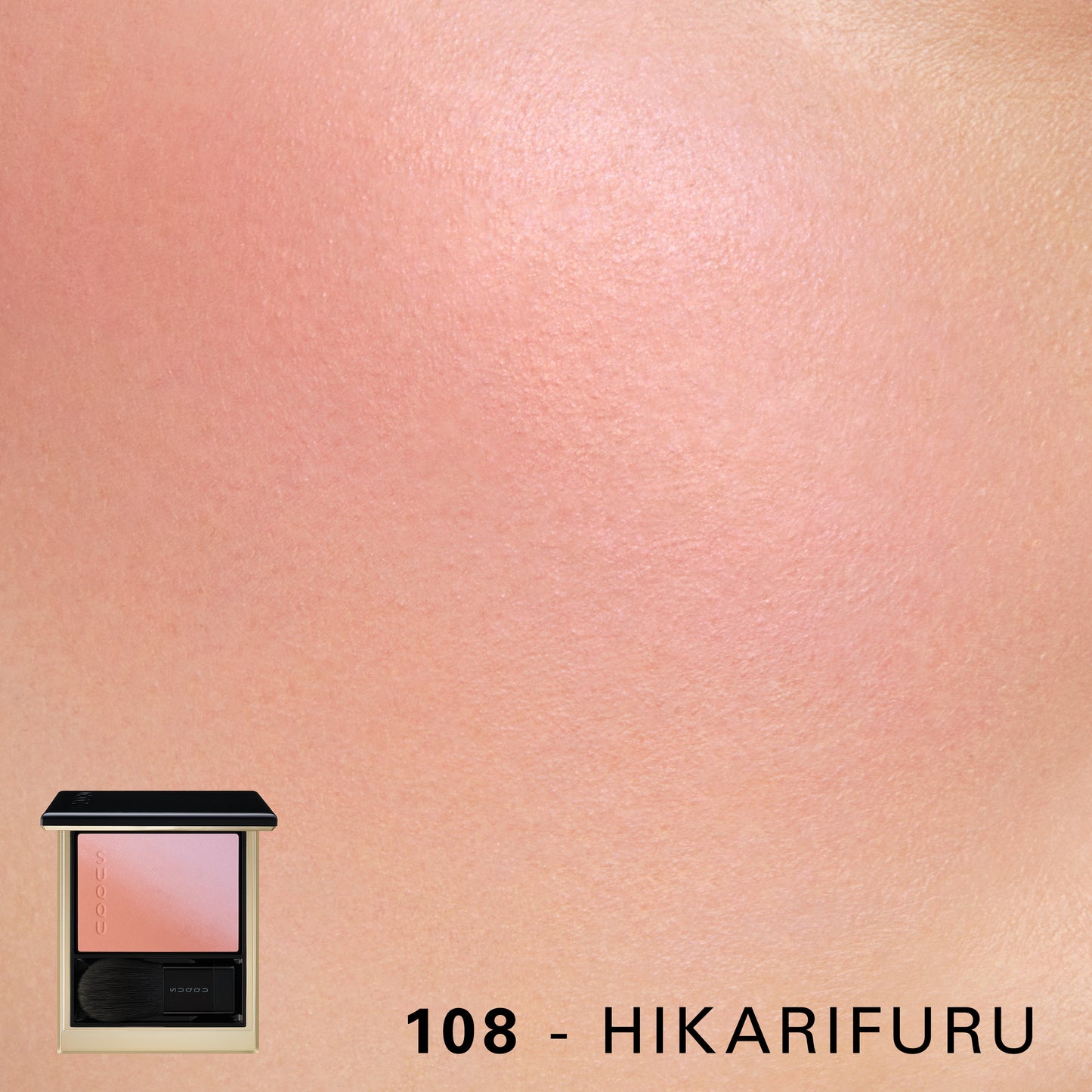 SUQQU Blurring Color Blush 108 Hikarifuru product with colour cheek swatch