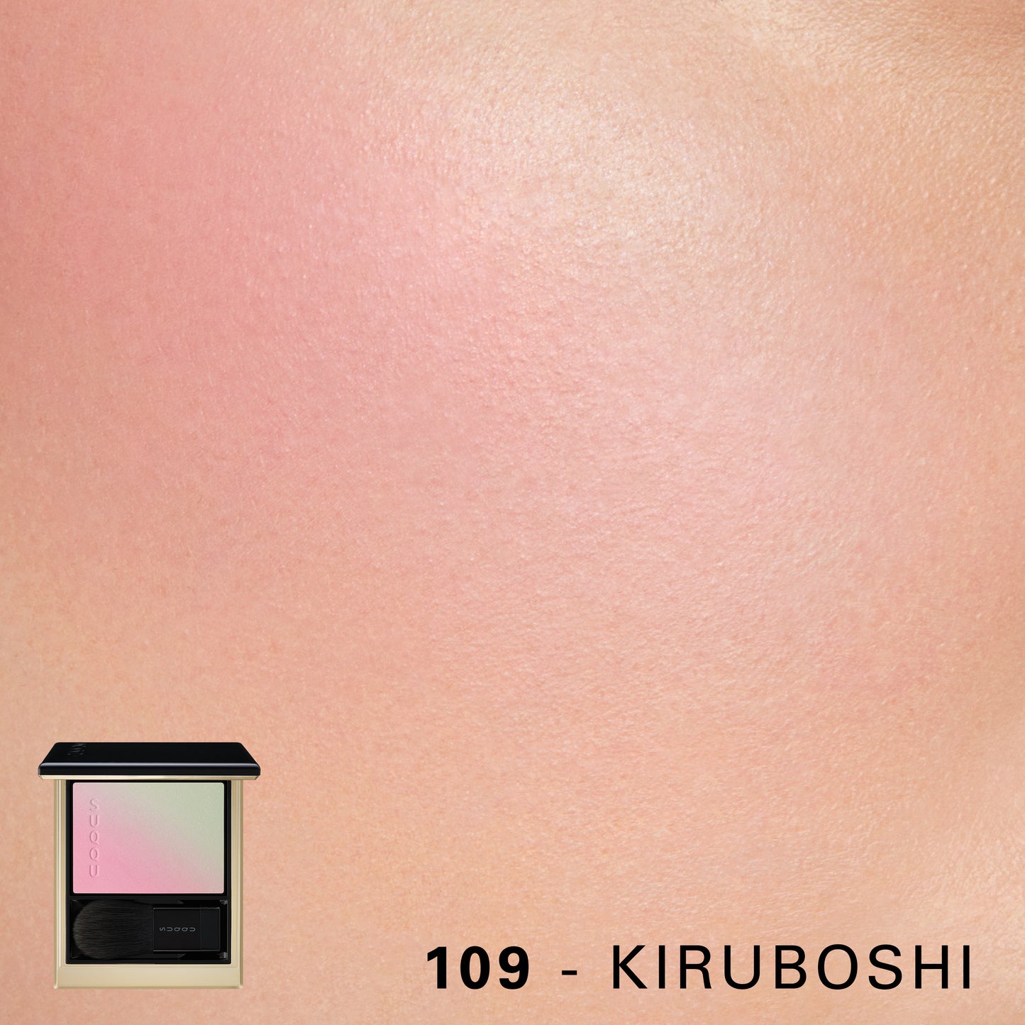 SUQQU Blurring Color Blush 109 Kiruboshi product with colour cheek swatch