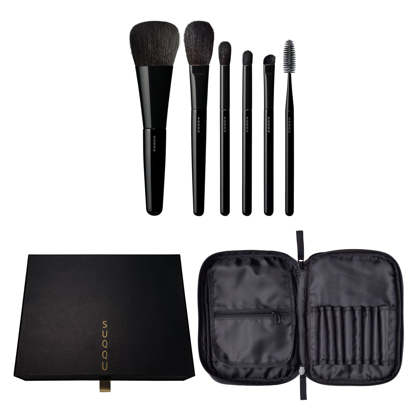 SUQQU Brush Collection of six brushes and brush pouch with box