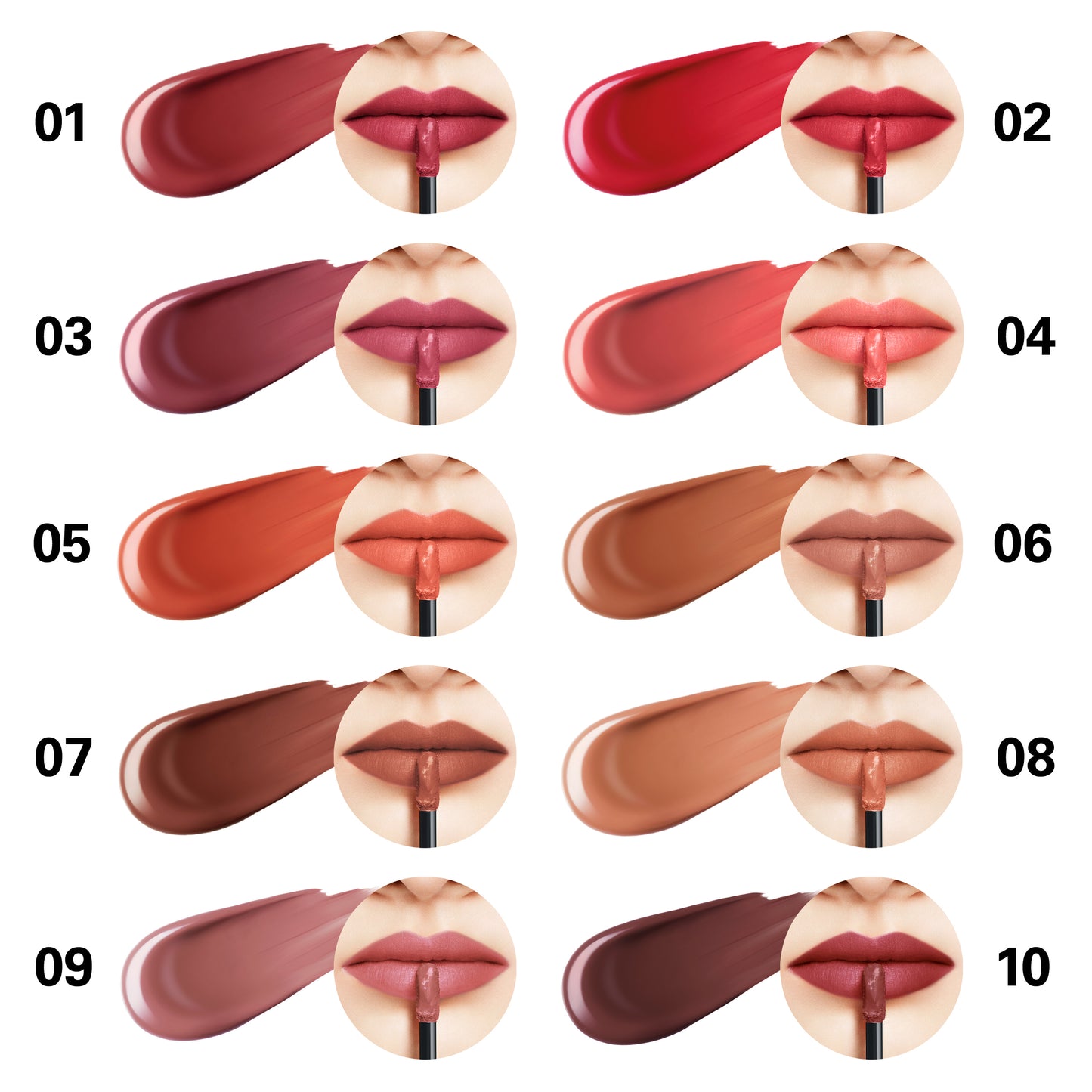 SUQQU Comfort Lip Fluid Fog in multiple colours with swatch guide with lip colours