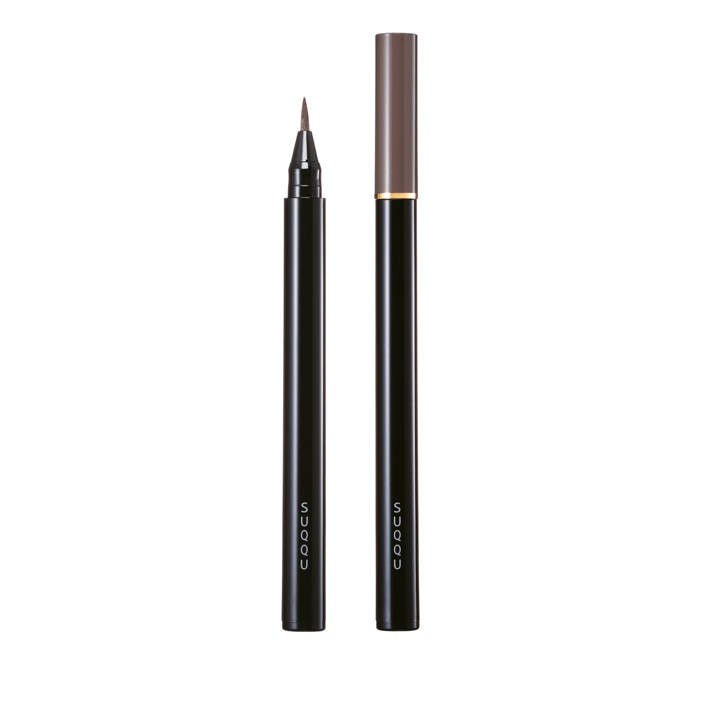 SUQQU Framing Eyebrow Liquid Pen 03 Camel Blonde eyebrow make up product with cap on and off.
