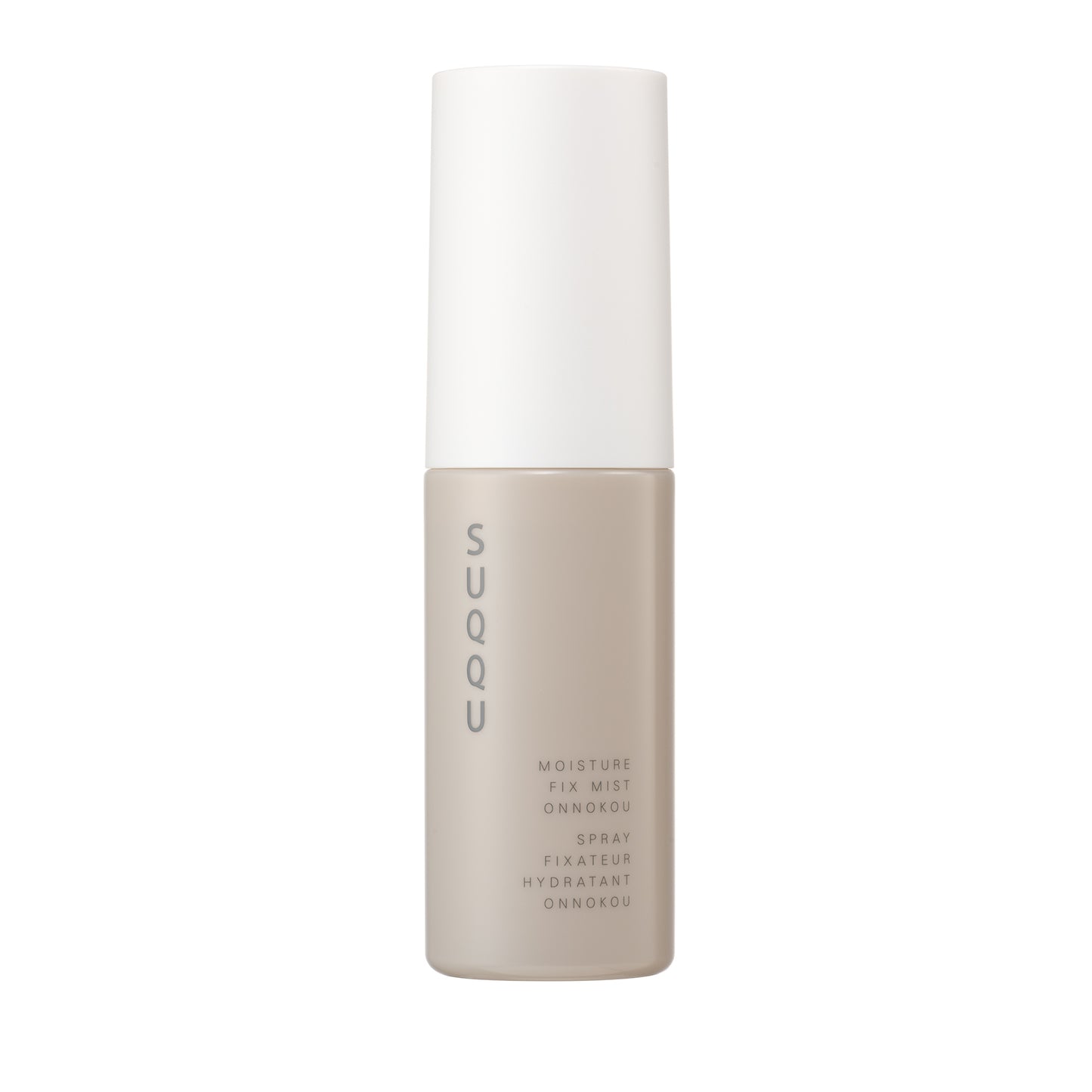 SUQQU Makeup Fix Mist Onnokou Japanese scented moisturising make up fix spray on plain background.
