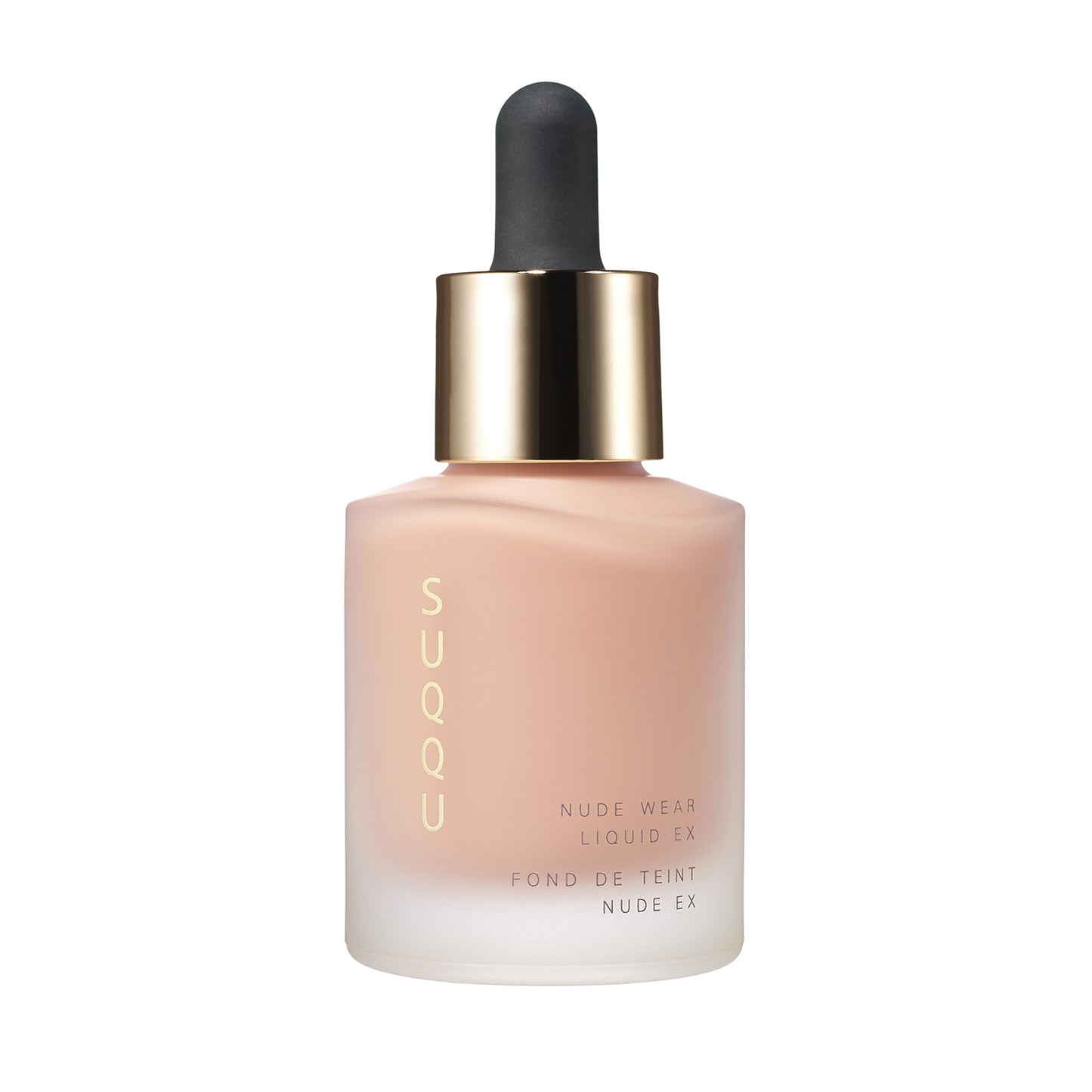 SUQQU Nude Wear Liquid Foundation EX 220 luxury finest Japanese moisturising foundation product on plain background.
