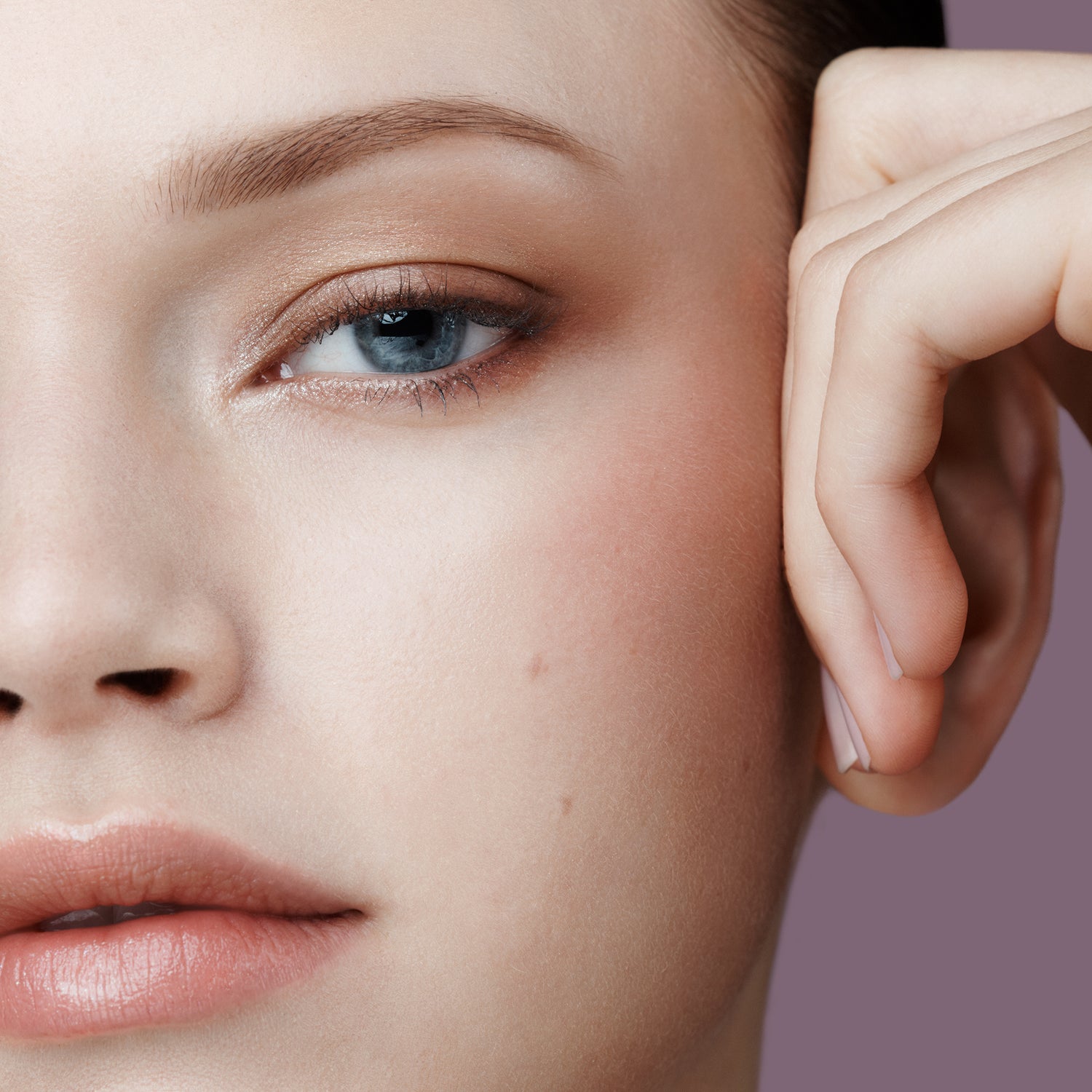 Model close up of eye and cheek make up