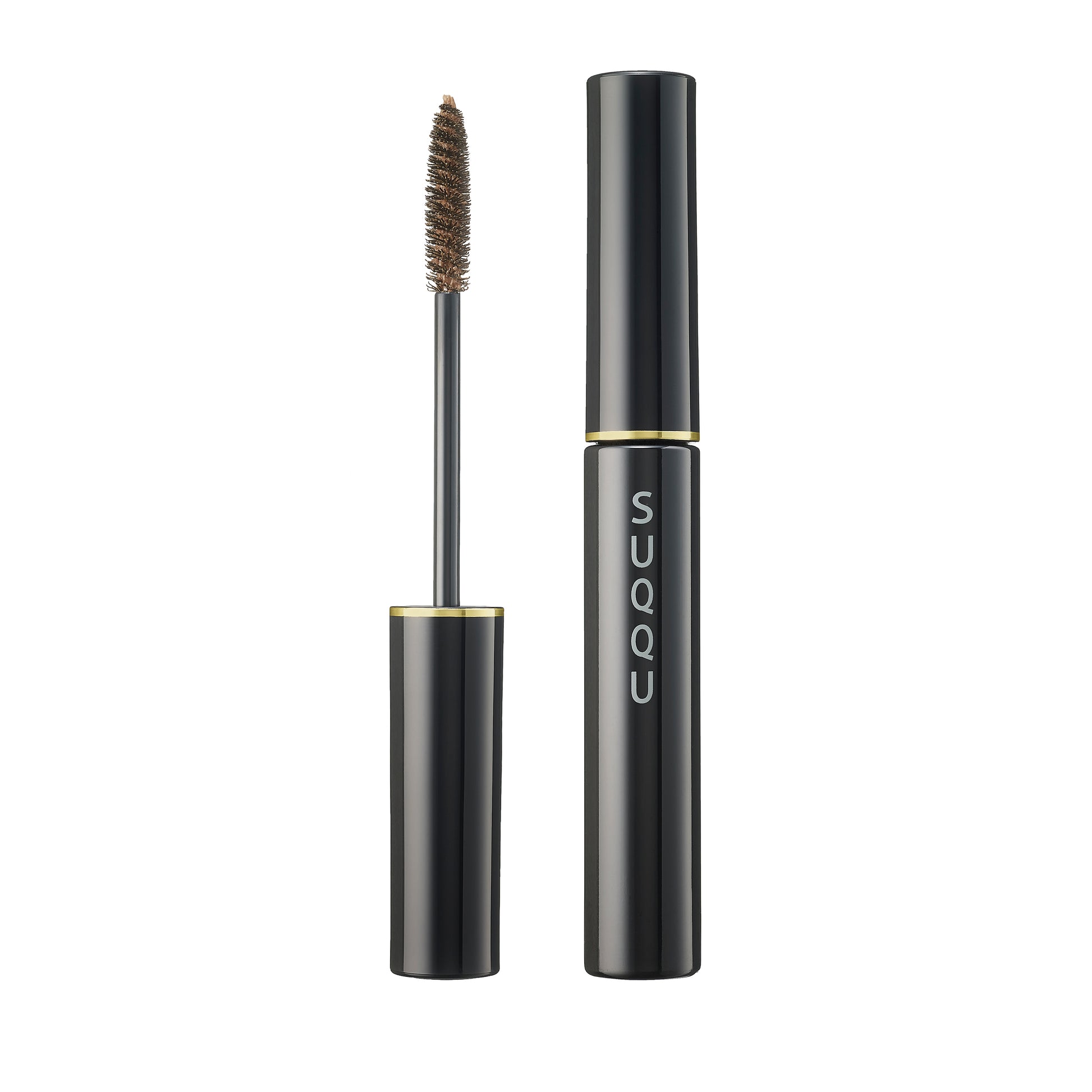 SUQQU Setting Eyebrow Gel 01 clear brown make up product with wand open and cap closed.