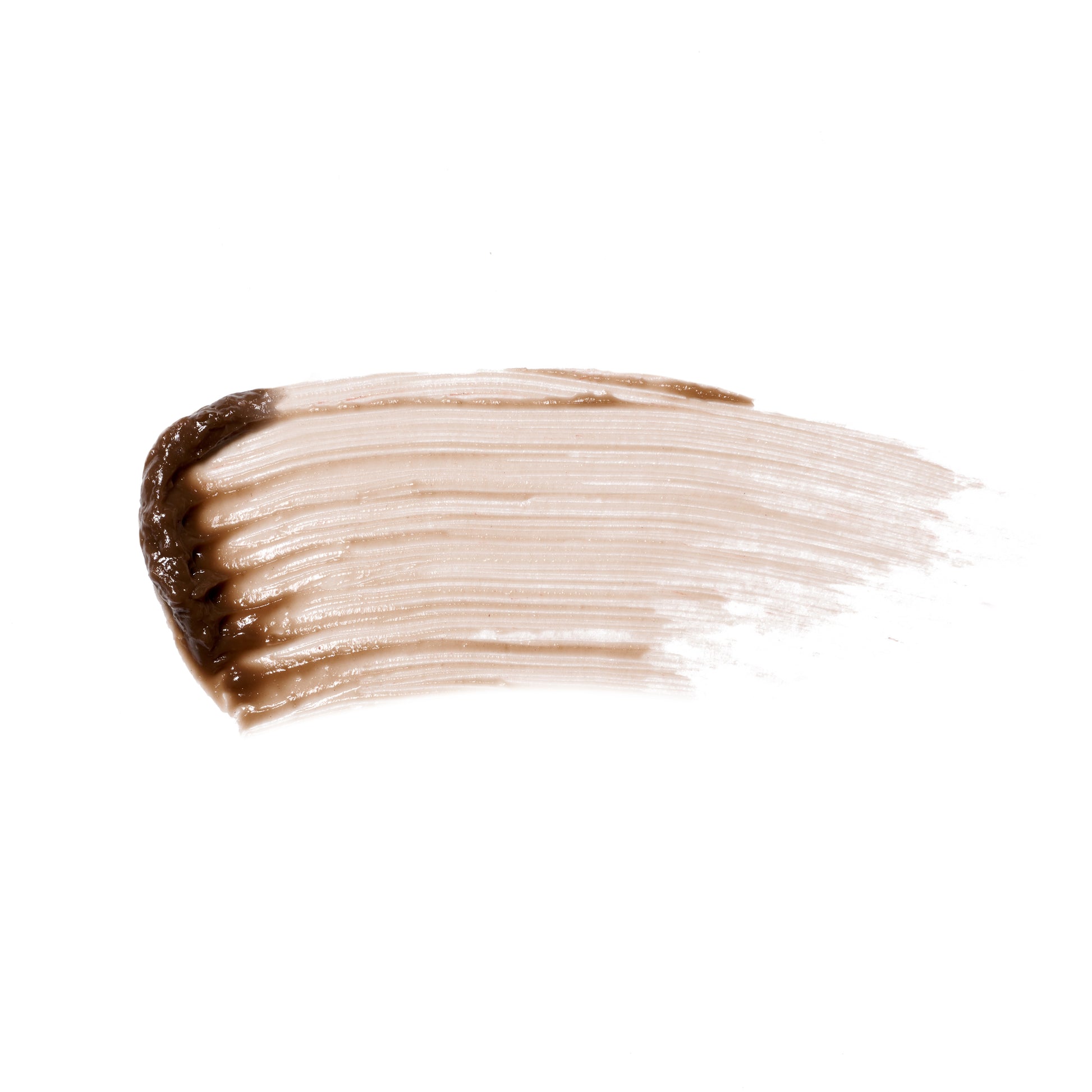 SUQQU Setting Eyebrow Gel 01 clear brown make up texture swatch on plain background.