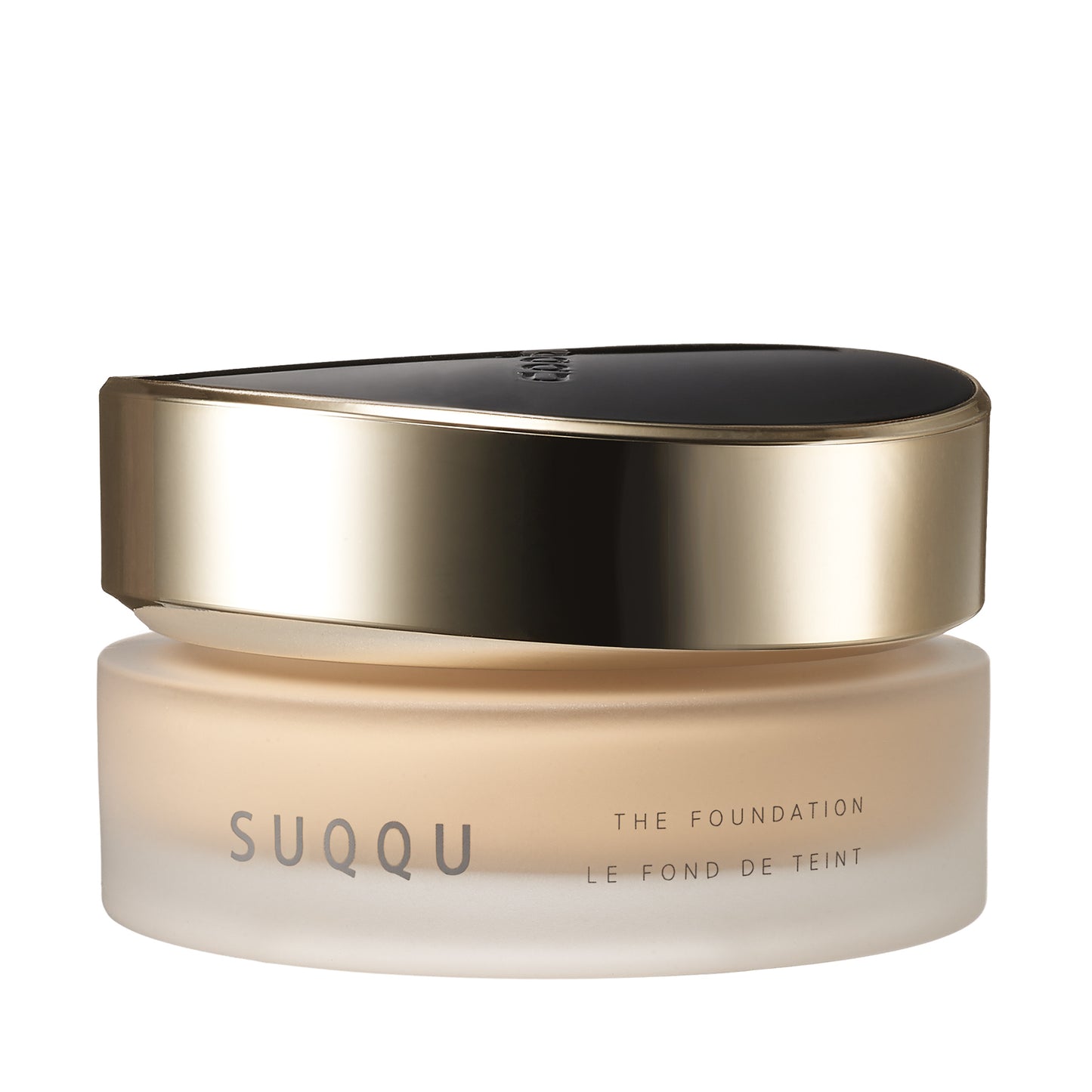 SUQQU The Foundation 030 luxury moisturising Japanese cream base make up pot on plain background.