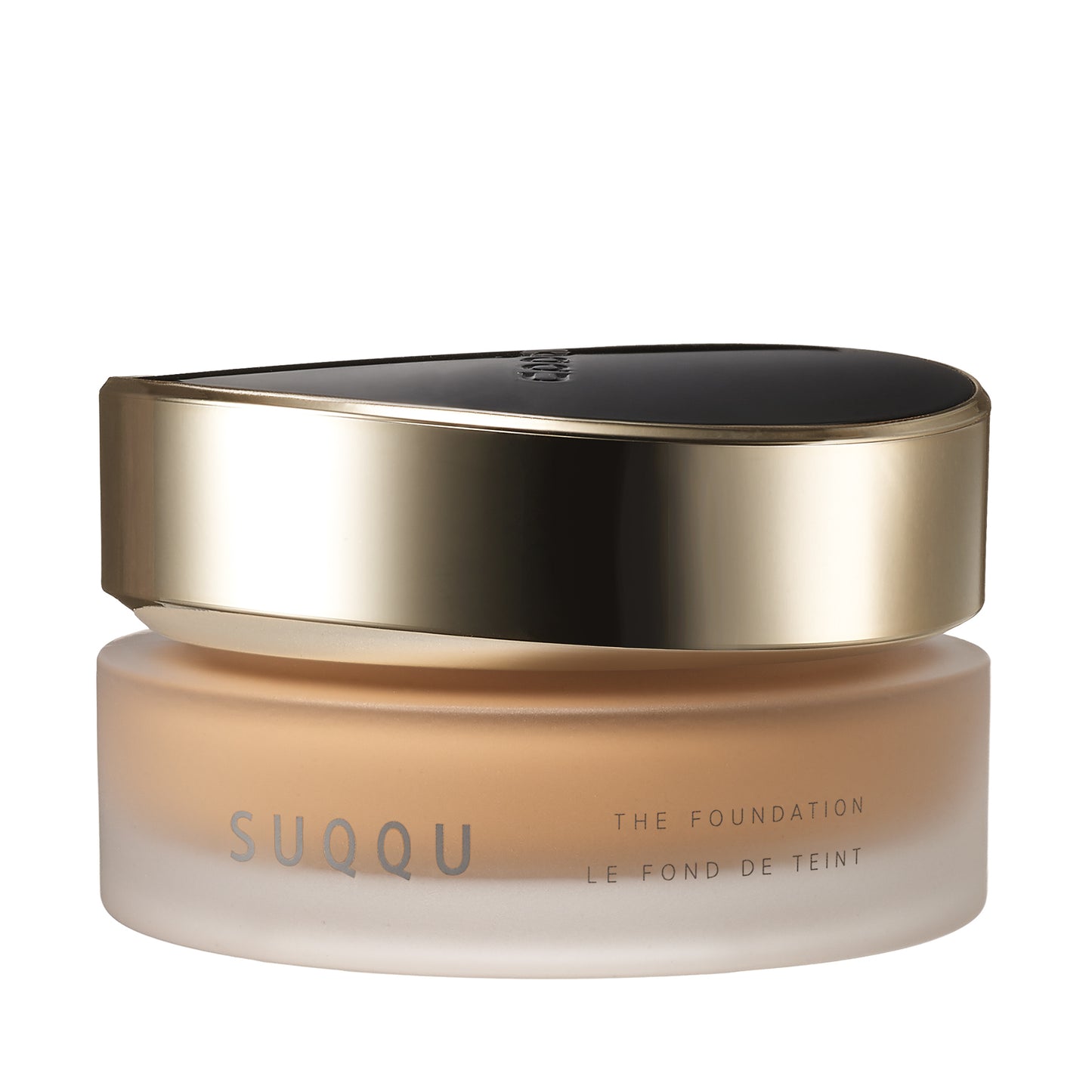 SUQQU The Foundation 050 luxury moisturising Japanese cream base make up pot on plain background.