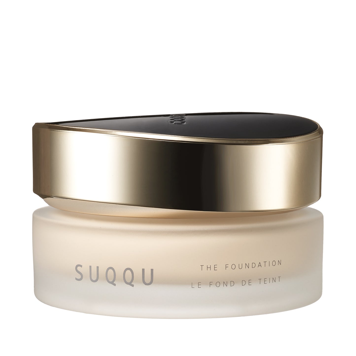 SUQQU The Foundation 105 luxury moisturising Japanese cream base make up pot on plain background.
