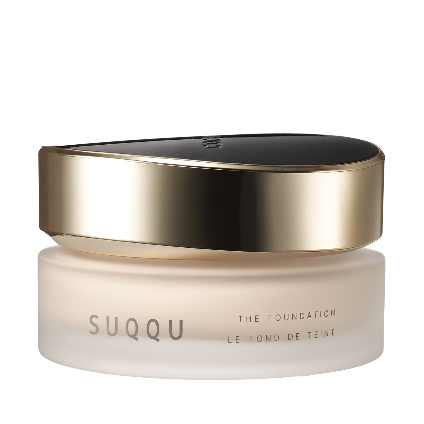 SUQQU The Foundation 205 luxury moisturising Japanese cream base make up pot on plain background.