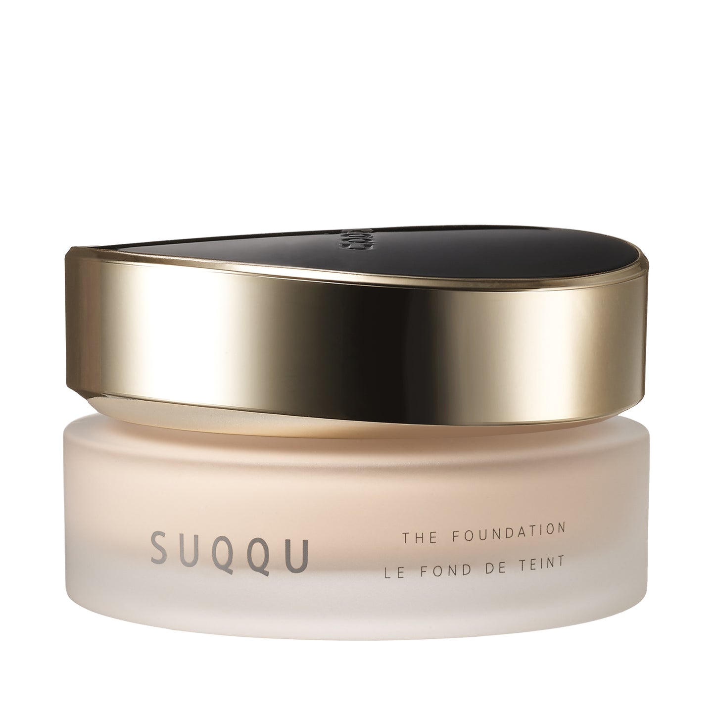 SUQQU The Foundation 210 luxury moisturising Japanese cream base make up pot on plain background.