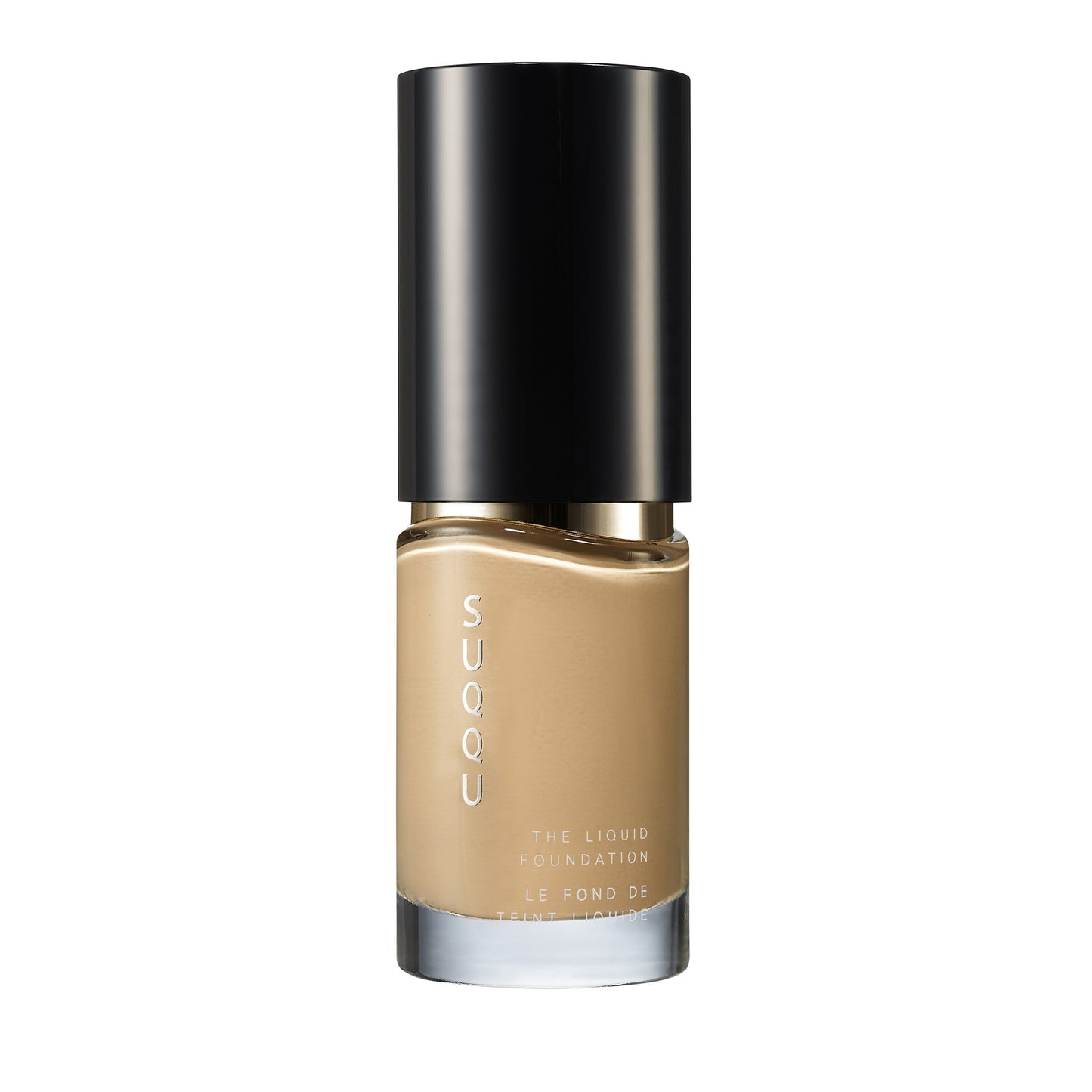 SUQQU The Liquid Foundation 125 luxury Japanese base make up bottle on plain background.