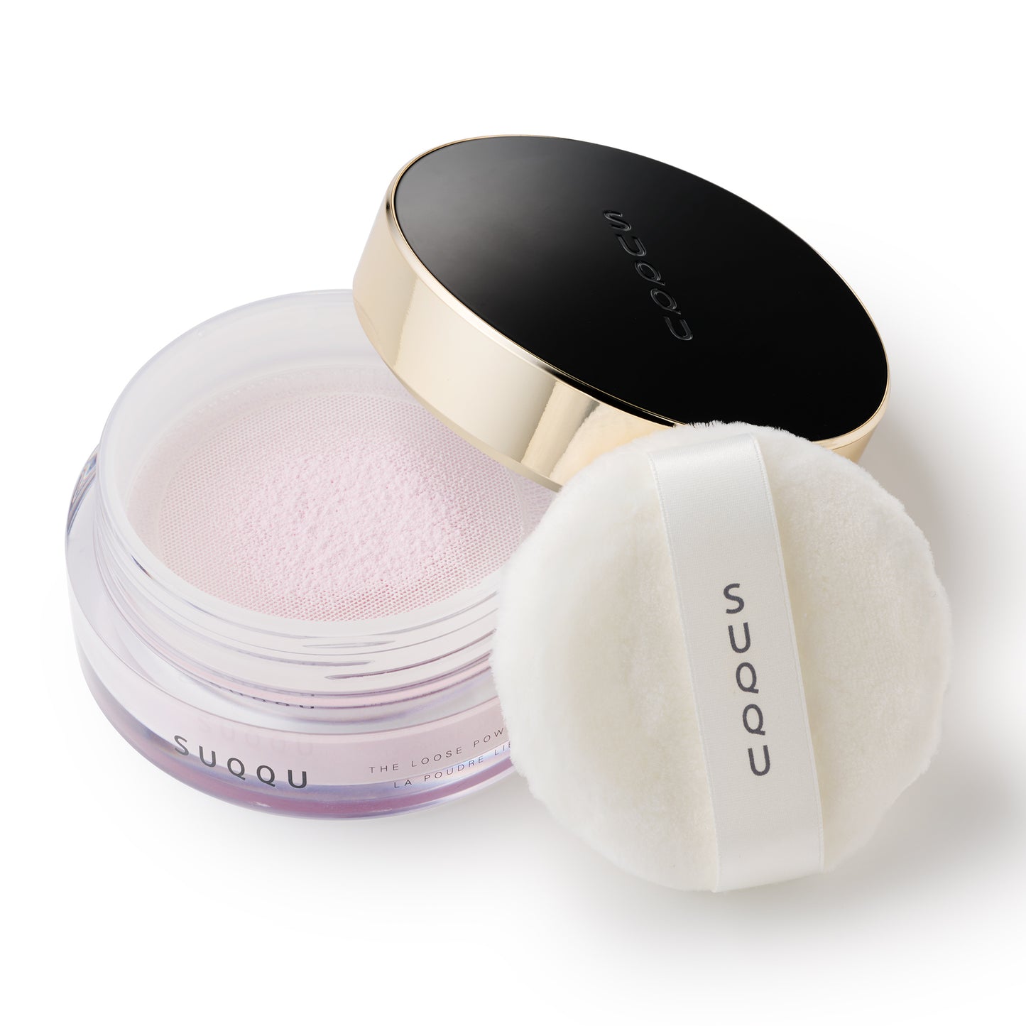 SUQQU The Loose Powder base make up face powder product pot open with puff.