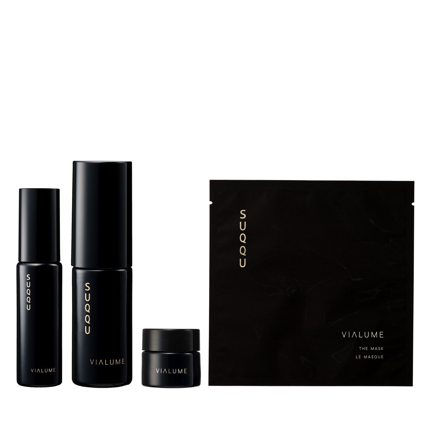 SUQQU Vialume The Kit D four skincare products lined up
