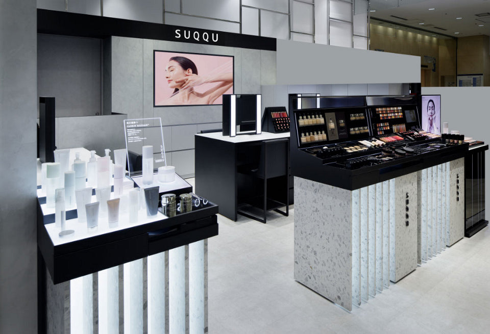 SUQQU in-store counter displaying products