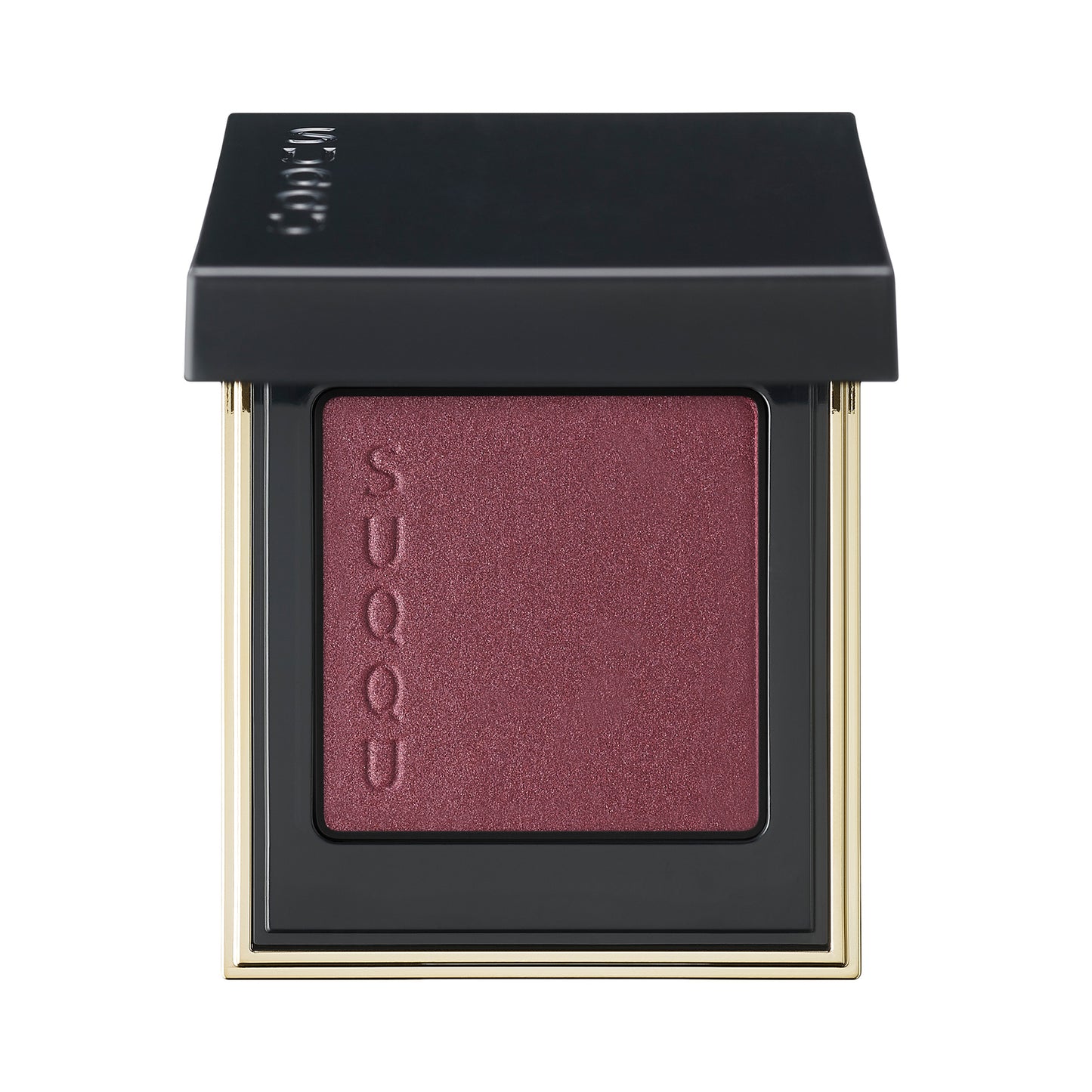 SUQQU Tone Touch Eyes 02 grape purple single eyeshadow palette product with palette lid open on plain background.