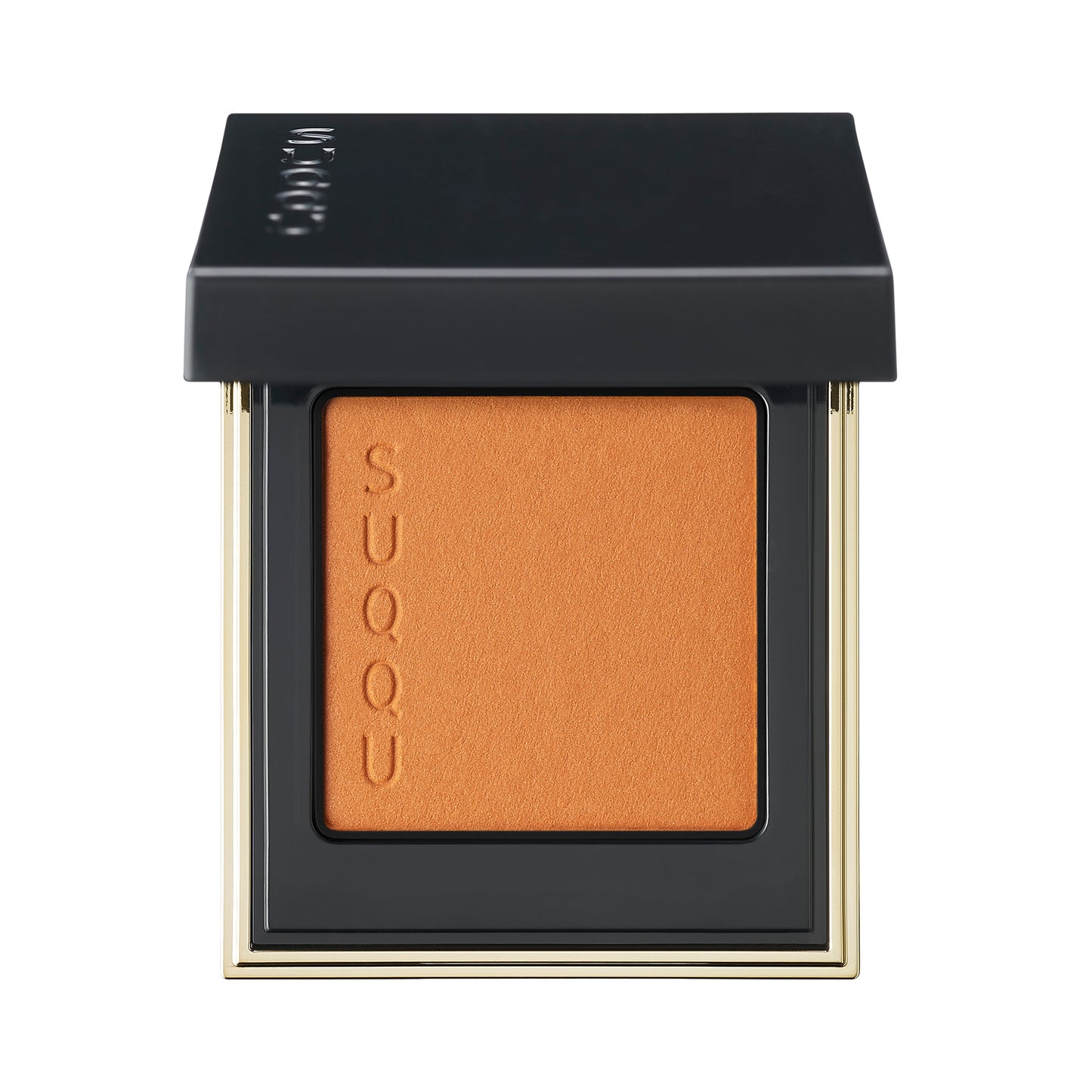 SUQQU Tone Touch Eyes 16 orange single eyeshadow make up palette product with lid open on plain background.