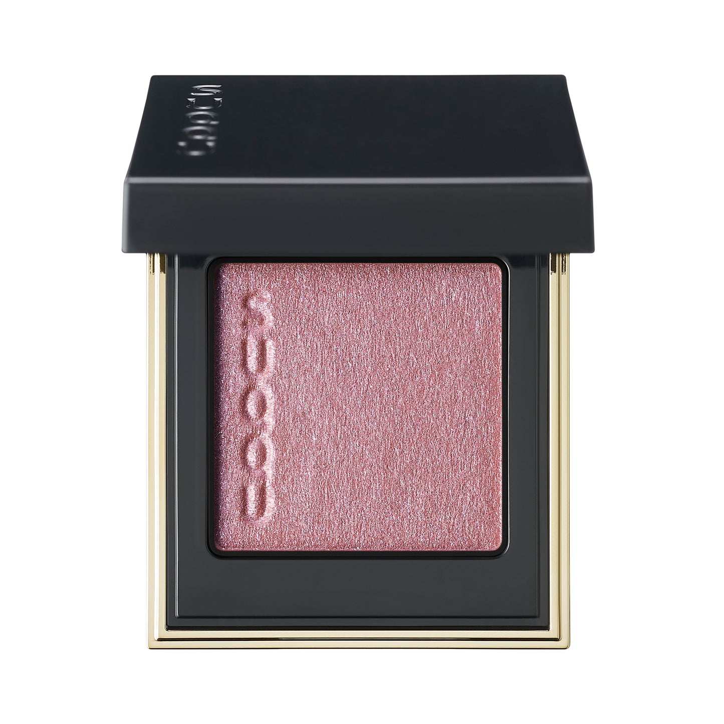 SUQQU Tone Touch Eyes 18 dusty pink single eyeshadow make up palette product with lid open on plain background.