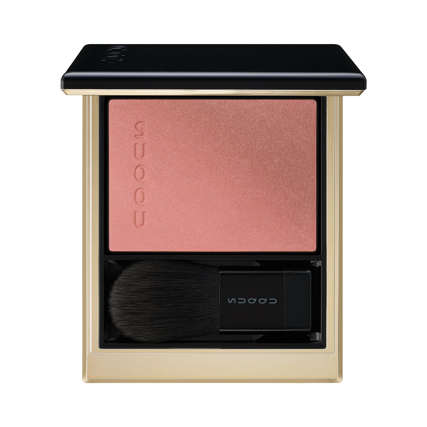 SUQQU Blurring Color Blush 05 Smoky Pink Brown duo-tone luxury creamy Japanese make up blusher palette open on plain background.