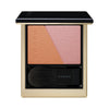 SUQQU Blurring Color Blush 110 orange and pink blush and highlighter palette open on plain background