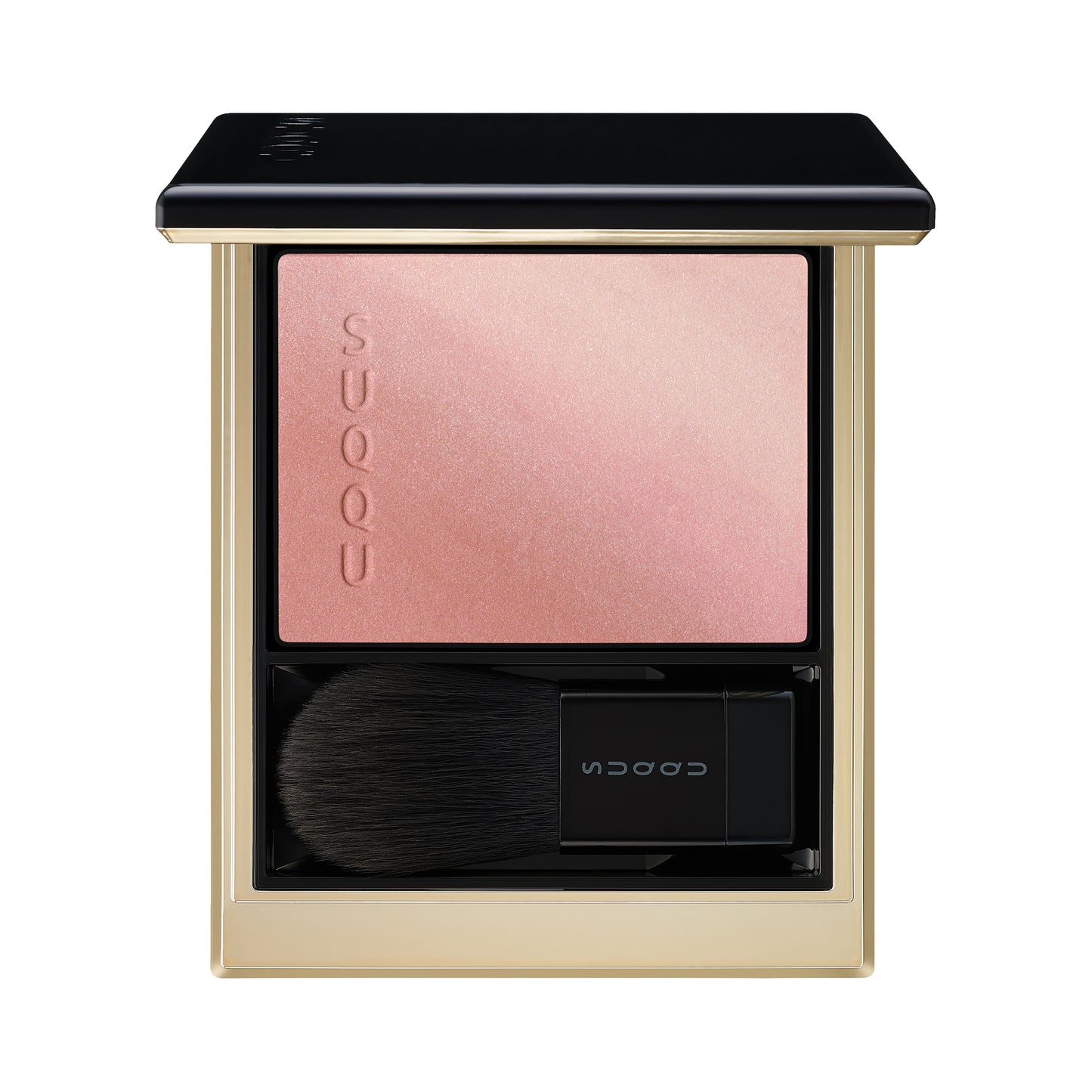 SUQQU Blurring Color Blush 114 palette open showing cheek blusher and highlighter in beautiful coral pink colour.