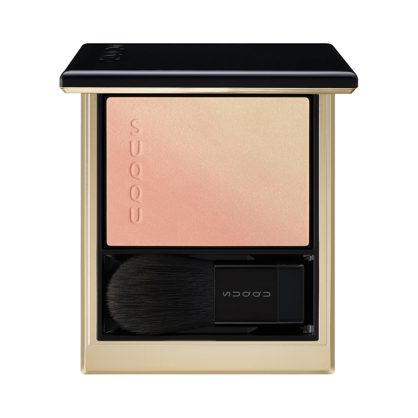 SUQQU Blurring Color Blush 115 palette open showing cheek blusher and highlighter in beautiful coral gold colour.