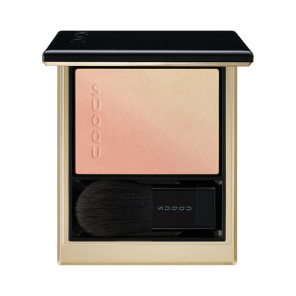 SUQQU Blurring Color Blush 115 palette open showing cheek blusher and highlighter in beautiful coral gold colour.
