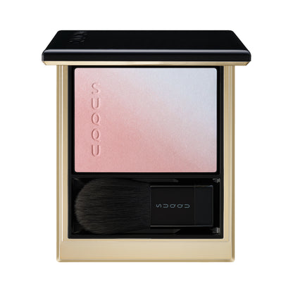 SUQQU Blurring Color Blush 118 luxury Japanese cosmetic blusher compact on white background. Soft pink and pale blue highlighter shades.
