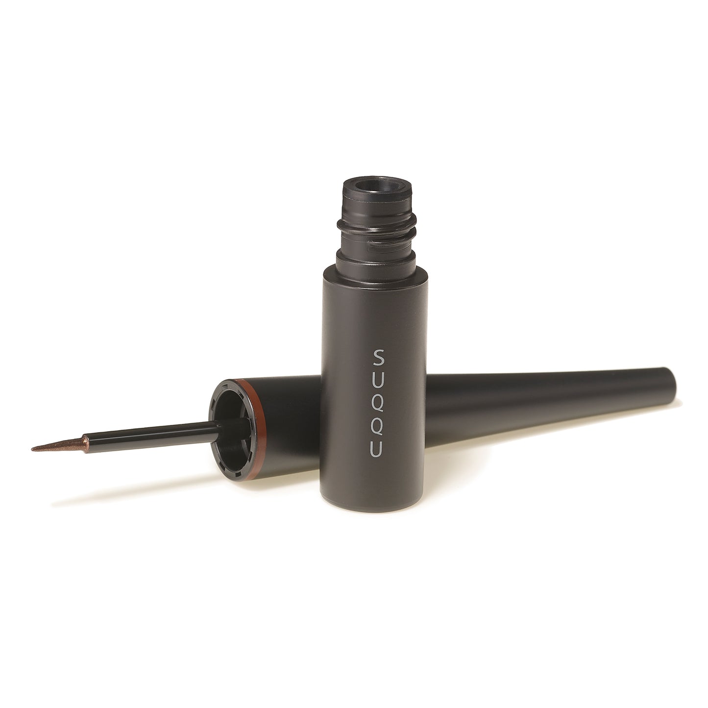 SUQQU Color Ink Liquid Eyeliner make up product with cap open and felt tip on a plain background.