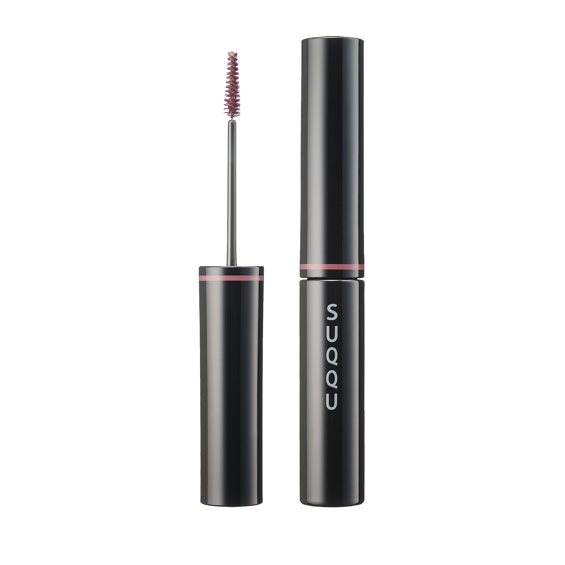 SUQQU Coloring Eyebrow 03 Mauve  make up eyebrow mascara product on plain background showing wand and cap closed.