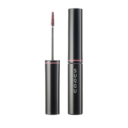 SUQQU Coloring Eyebrow 03 Mauve  make up eyebrow mascara product on plain background showing wand and cap closed.