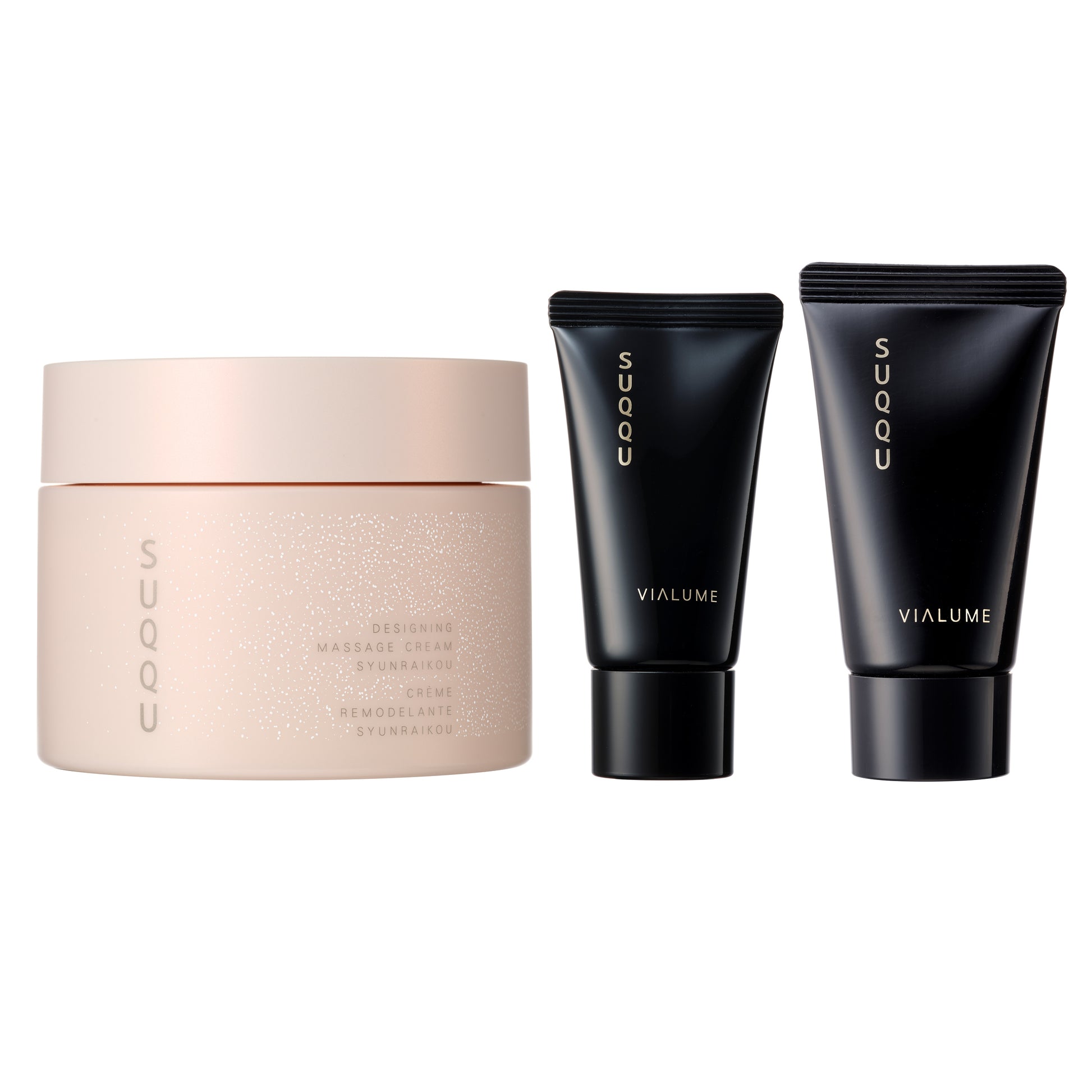 Three SUQQU Designing Massage Cream Syunraikou Kit skincare products