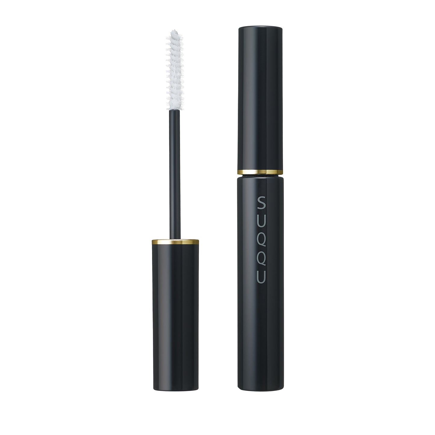 SUQQU Eyelash Base product open brush and closed case on plain background