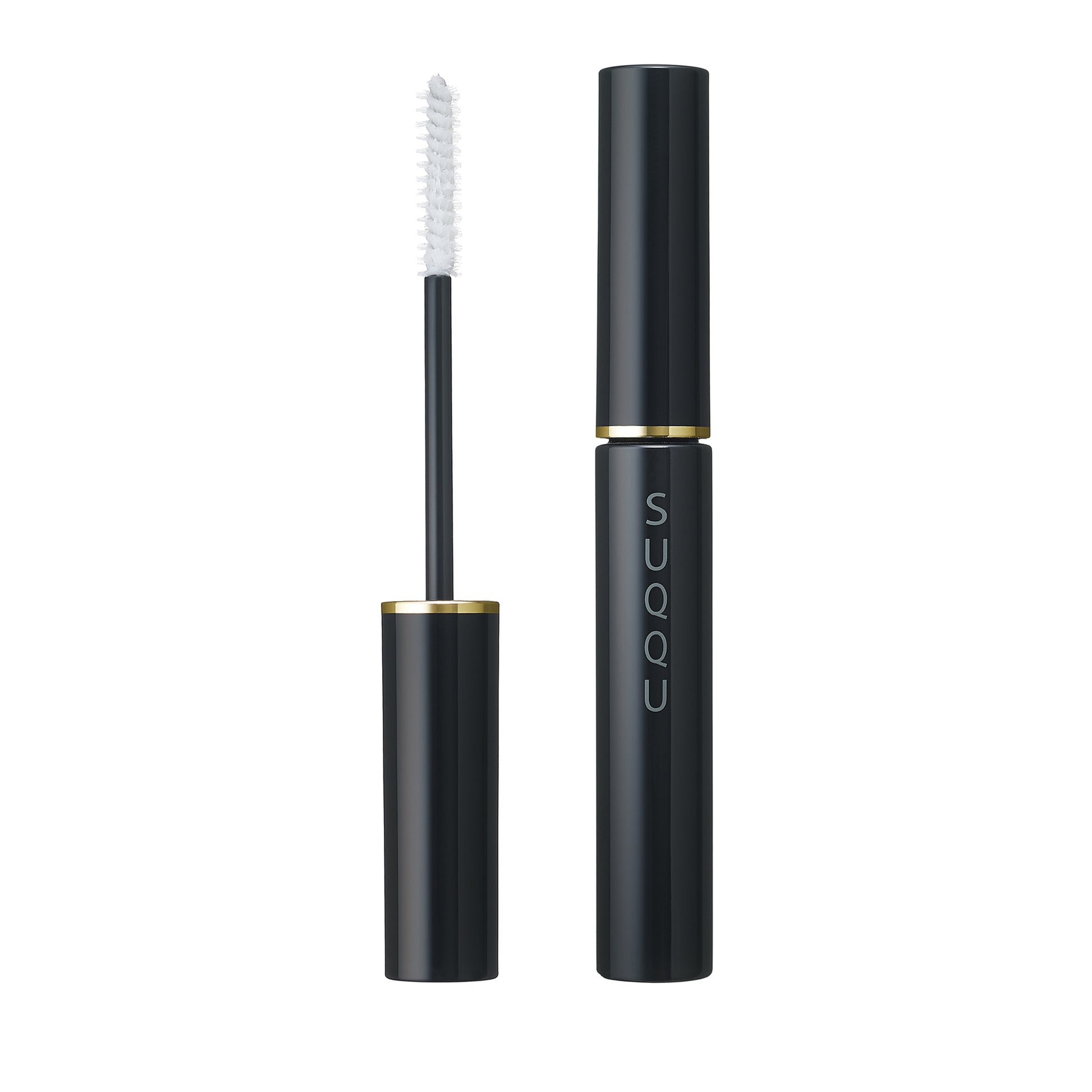 SUQQU Eyelash Base product open brush and closed case on plain background