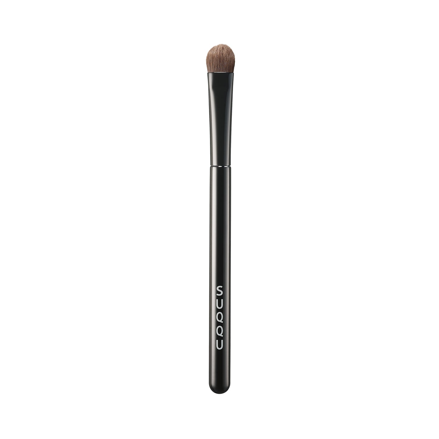 SUQQU Eyeshadow Brush F Small Japanese synthetic artisan professional grade make up brush on plain background.