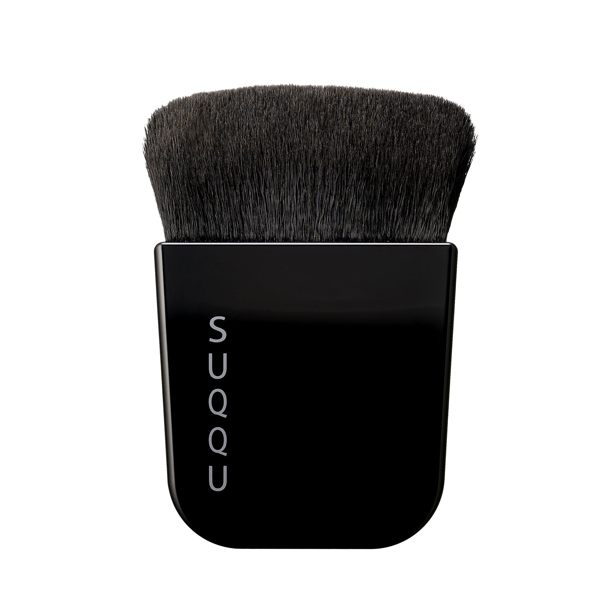 SUQQU Foundation Brush Japanese Kabuki style vegan friendly synthetic artisan professional make up brush on plain background.