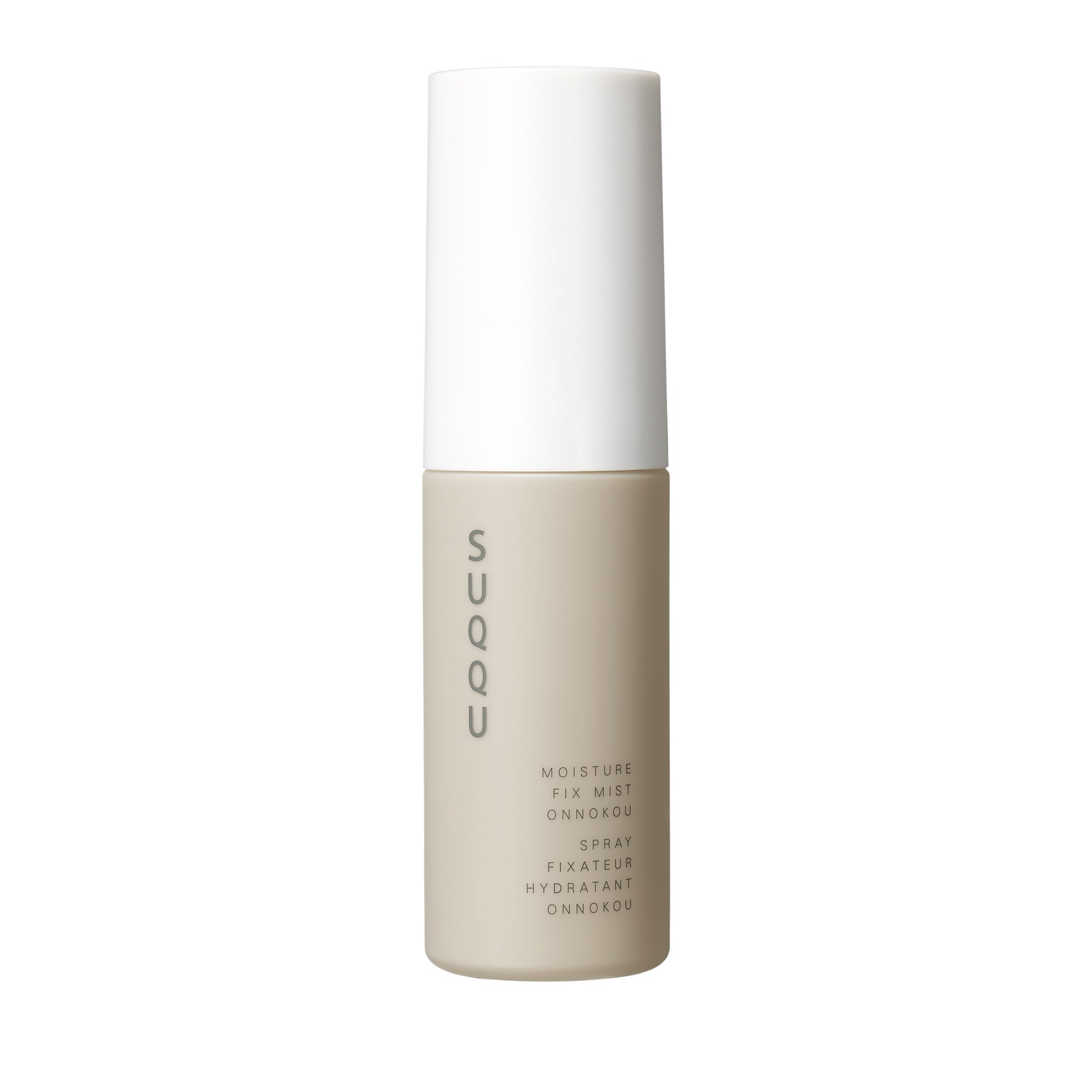 SUQQU Makeup Fix Mist Onnokou Japanese scented moisturising make up fix spray on plain background.