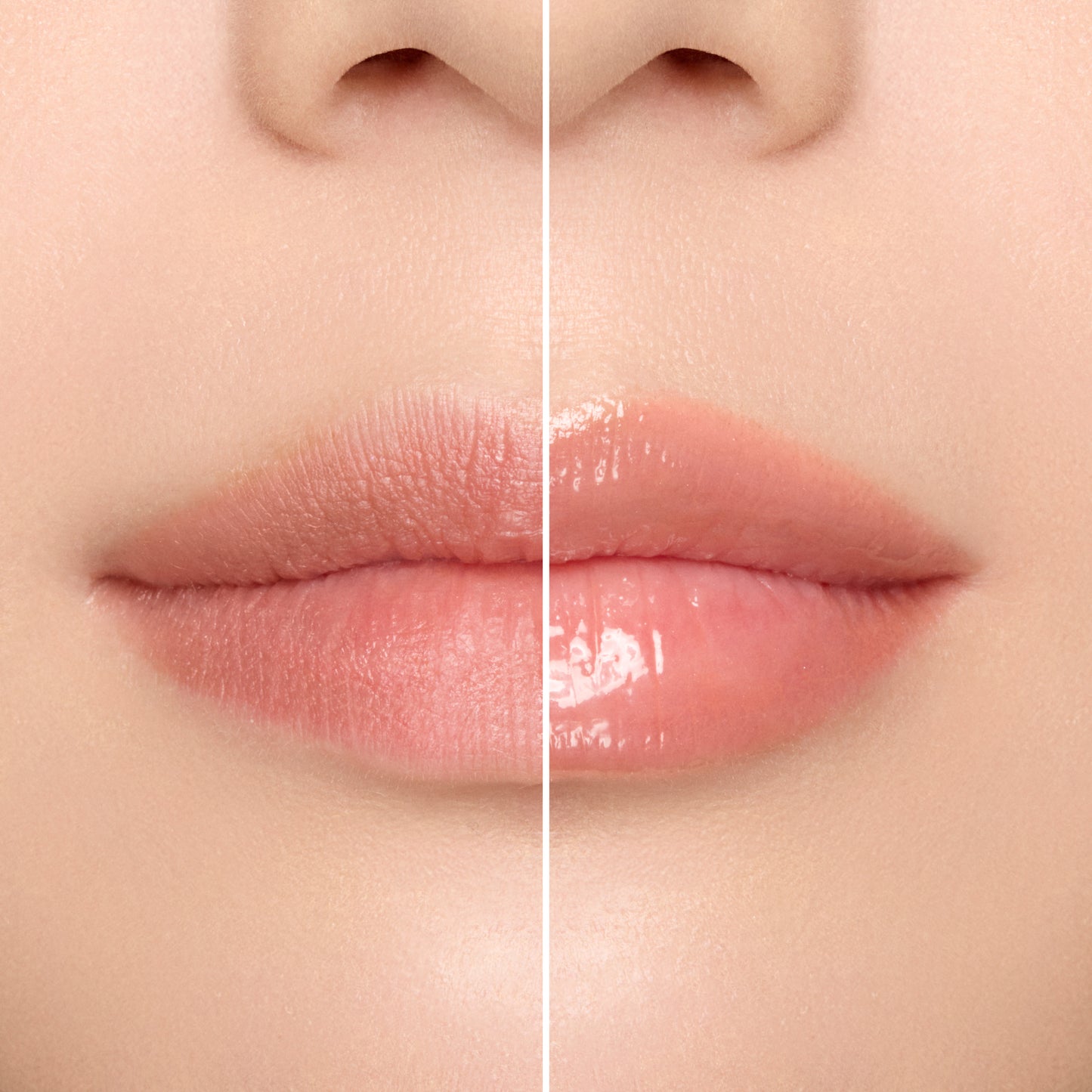 SUQQU Moisture Glaze Lipstick refill 00 colour shown on model lips close up.