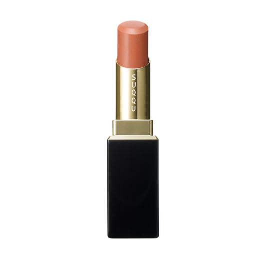 SUQQU Moisture Glaze Lipstick 107 refill in case with cap off on plain background