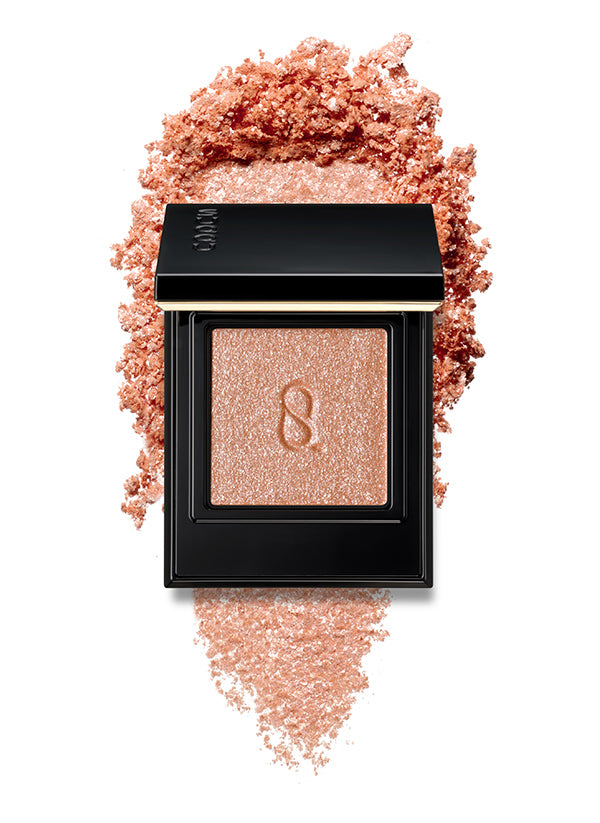 SUQQU Mono Look Eyes L-01 single colour eyeshadow palette with creamy powder swatch in gorgeous luster orange coral finish, the best eyeshadow glitter and finest textures from Japan.
