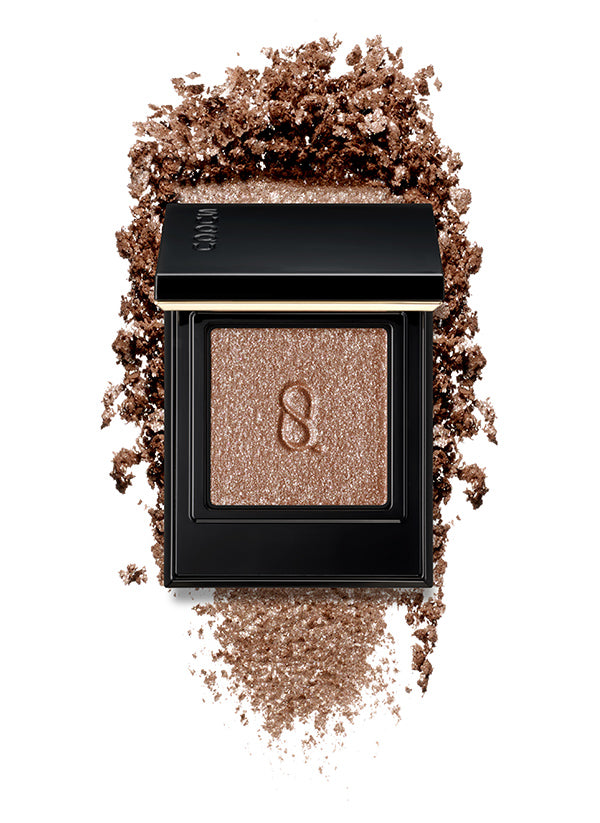 SUQQU Mono Look Eyes L-03 single colour eyeshadow palette with creamy powder swatch in gorgeous luster smoky brown finish, the best eyeshadow glitter and finest textures from Japan.