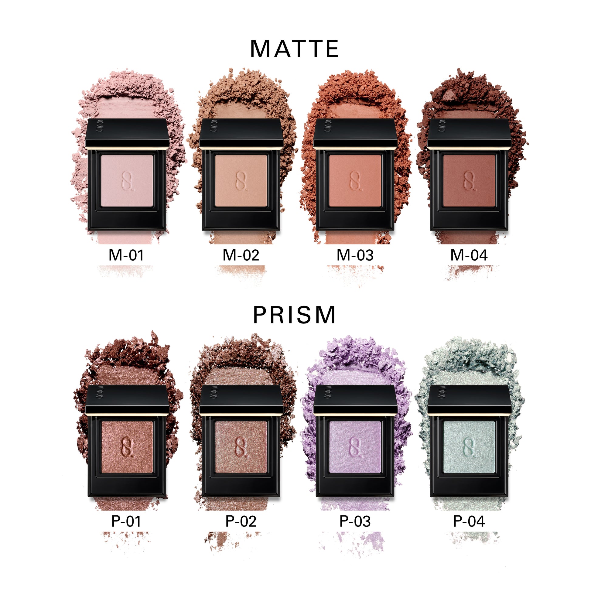 SUQQU Mono Look Eyes in Matte and Prism colour guide with swatches. Luxurious, best quality creamy powder eyeshadows from Japan.