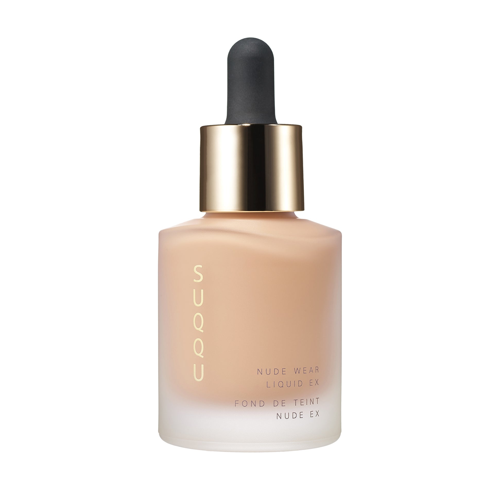 SUQQU Nude Wear Liquid Foundation EX 030 luxury finest Japanese moisturising foundation product on plain background.