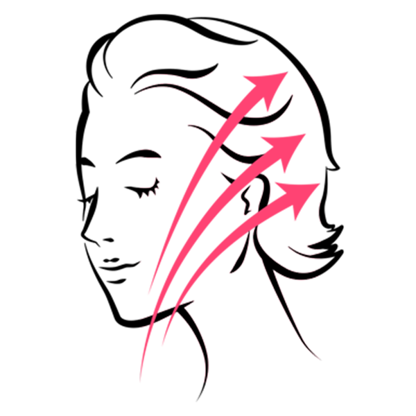 Illustration of a female face with arrows