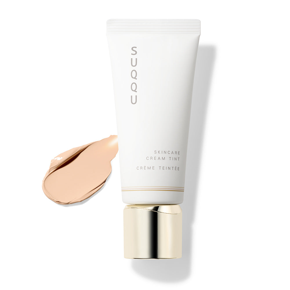 SUQQU Skincare Cream Tint foundation tube with colour texture swatch.