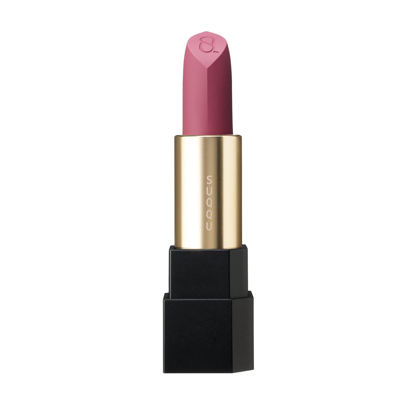 SUQQU Sheer Matte Lipstick 114 cool purple semi-matte finish Japanese quality colour make up product without cap on plain background.