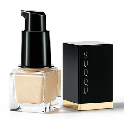 SUQQU Shimmer Liquid Highlighter 02 colour make up product close up with cap off.