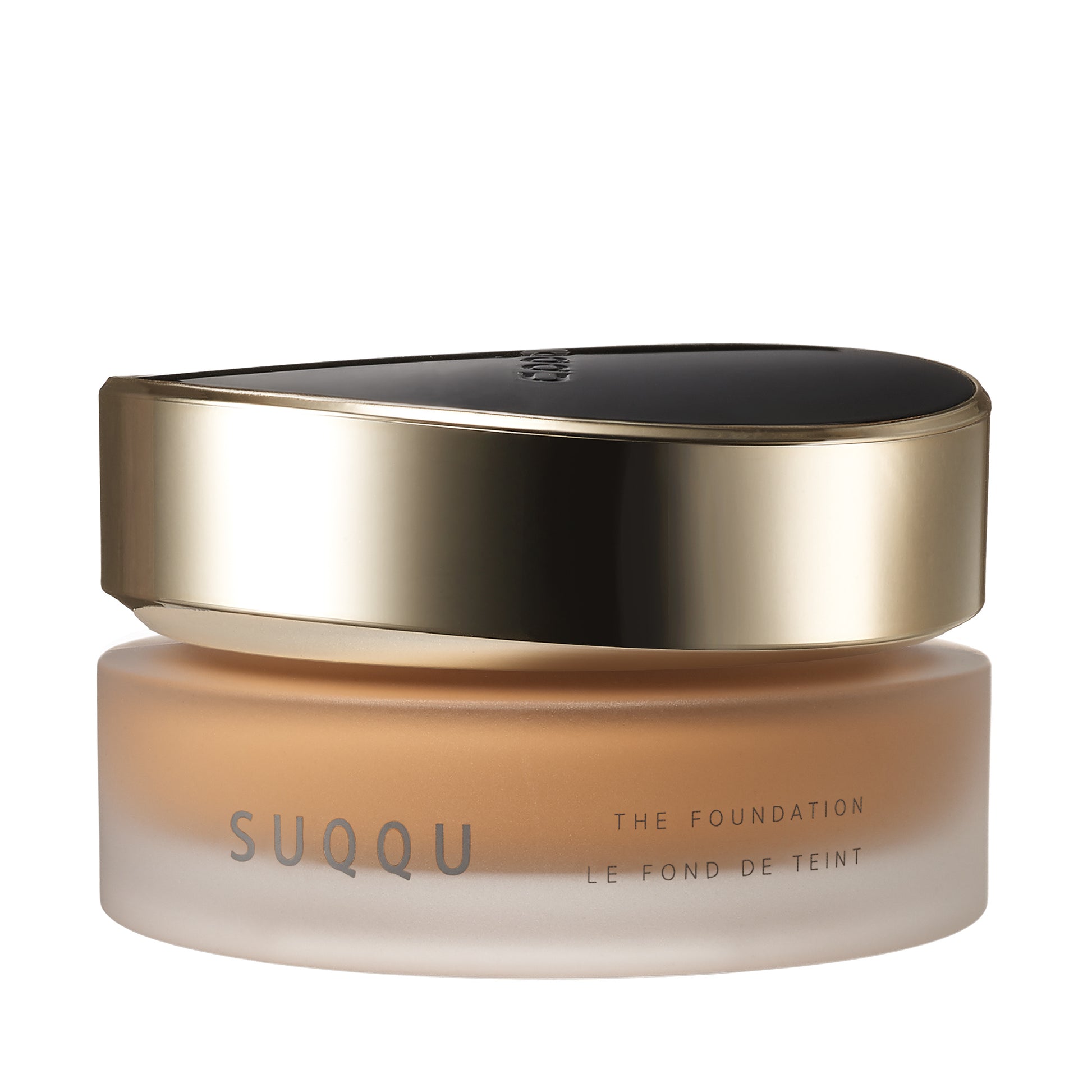 SUQQU The Foundation 060 luxury moisturising Japanese cream base make up pot on plain background.